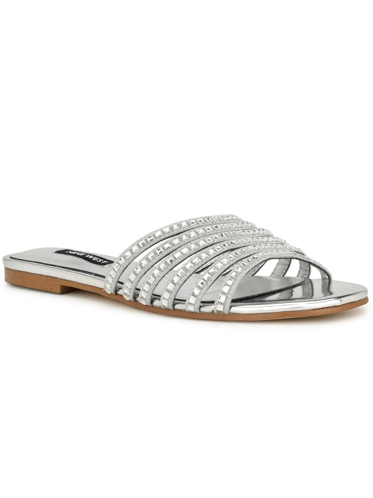 Lacee Womens Slip-On Embellished Slide Sandals