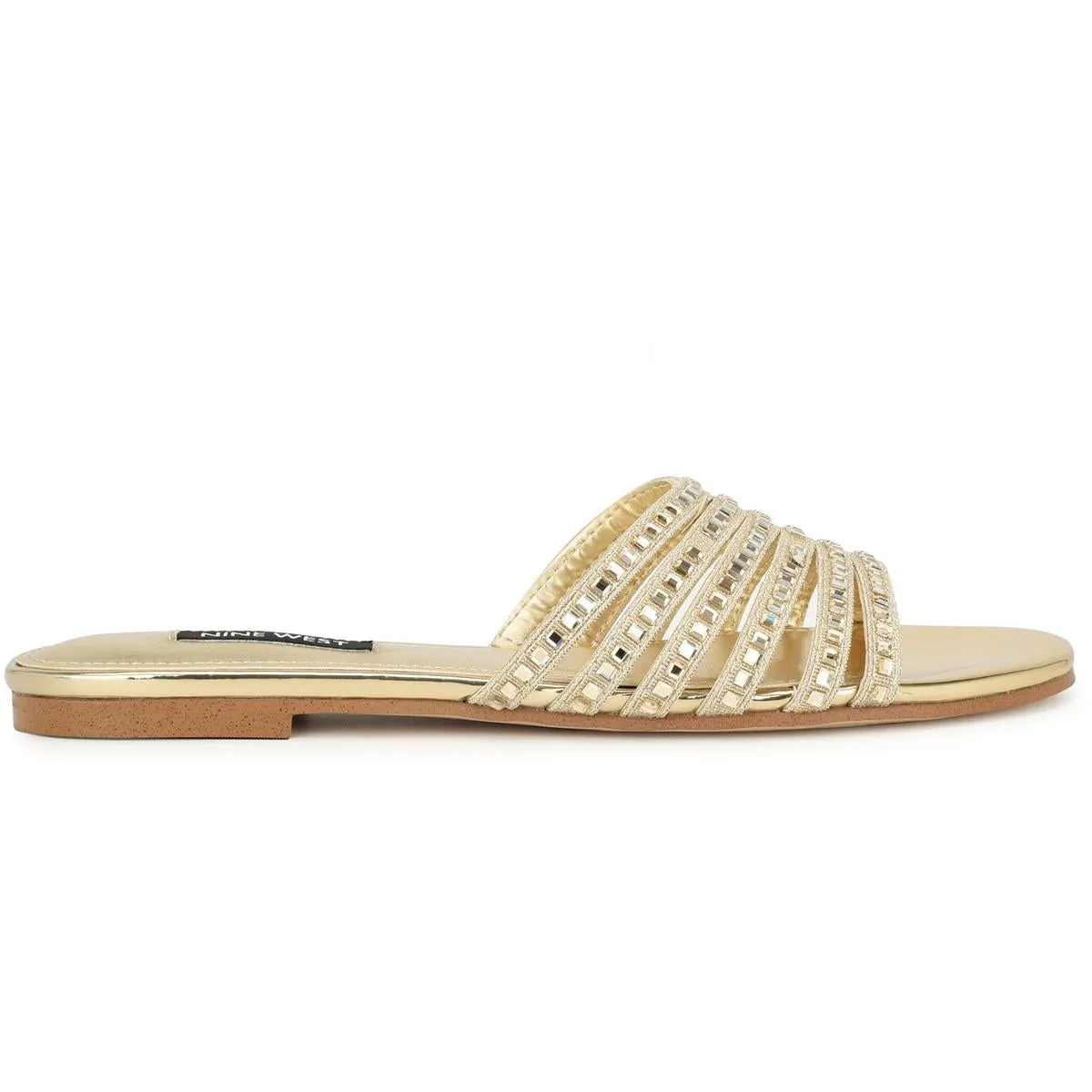Lacee Womens Slip-On Embellished Slide Sandals