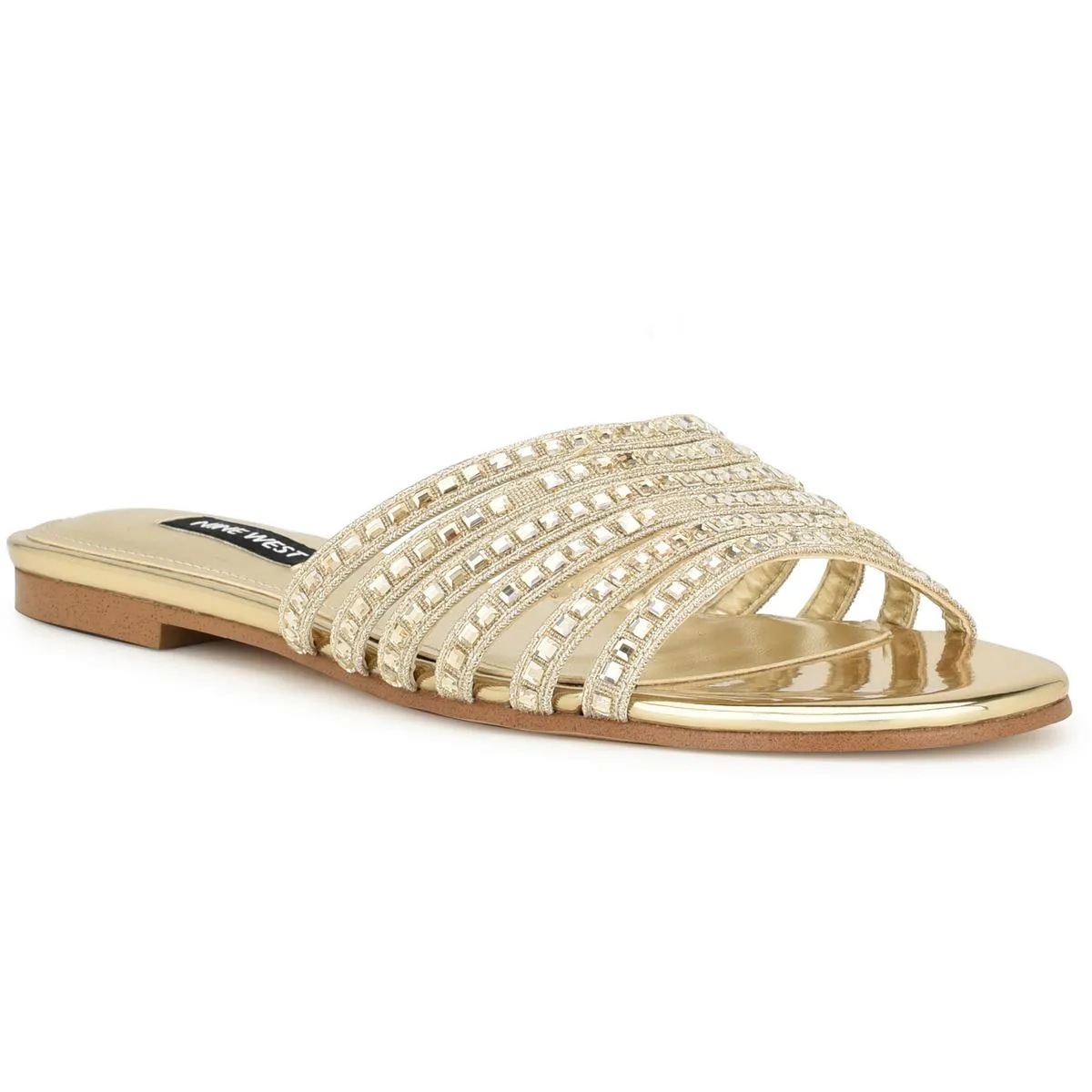 Lacee Womens Slip-On Embellished Slide Sandals