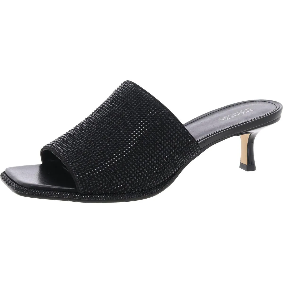 Lara Kitten Womens Rhinestone Peep-Toe Mule Sandals