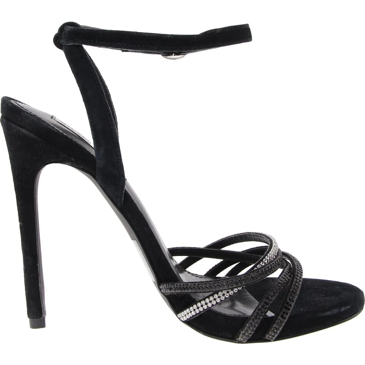 Lara Womens Embellished Faux Suede Heels
