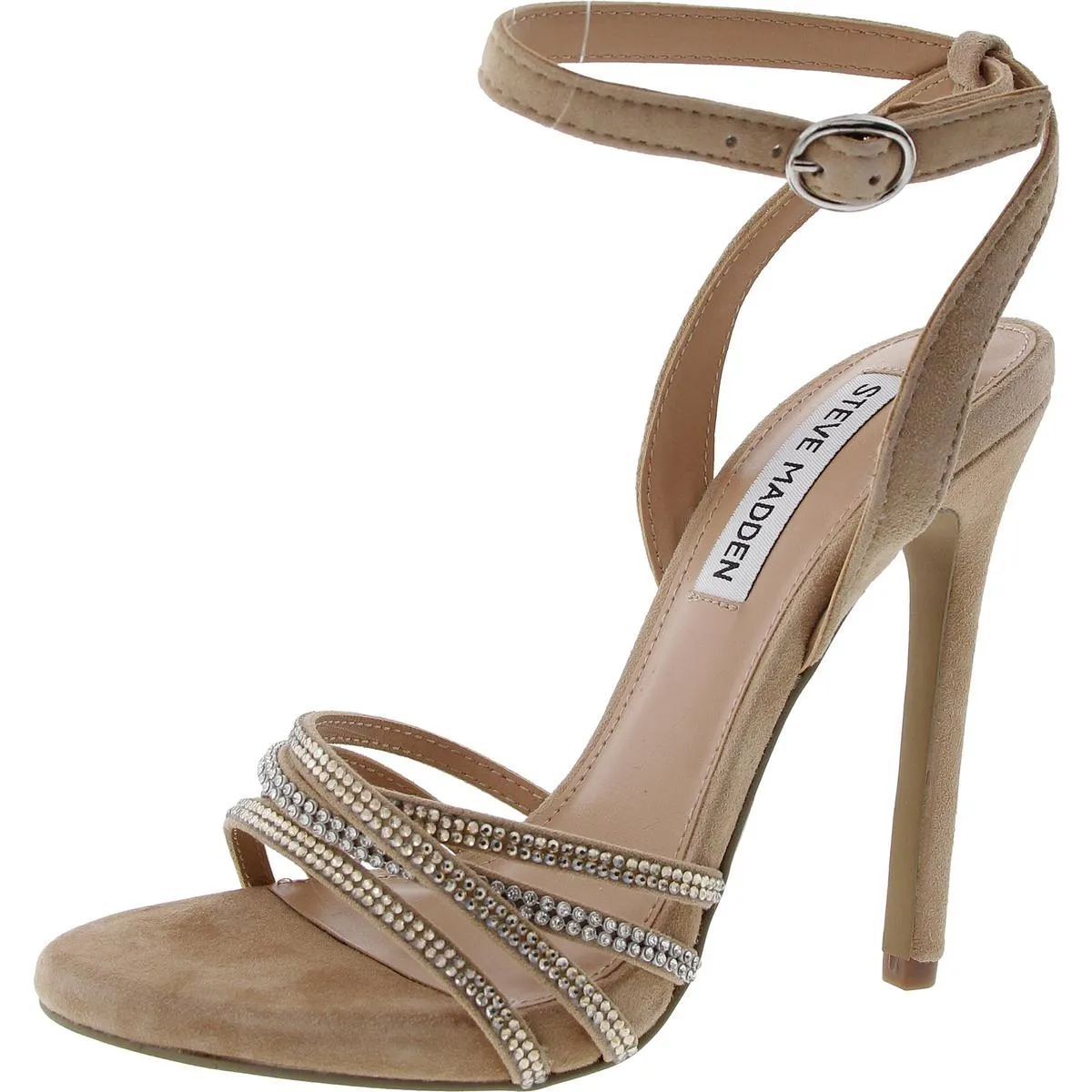 Lara Womens Embellished Faux Suede Heels