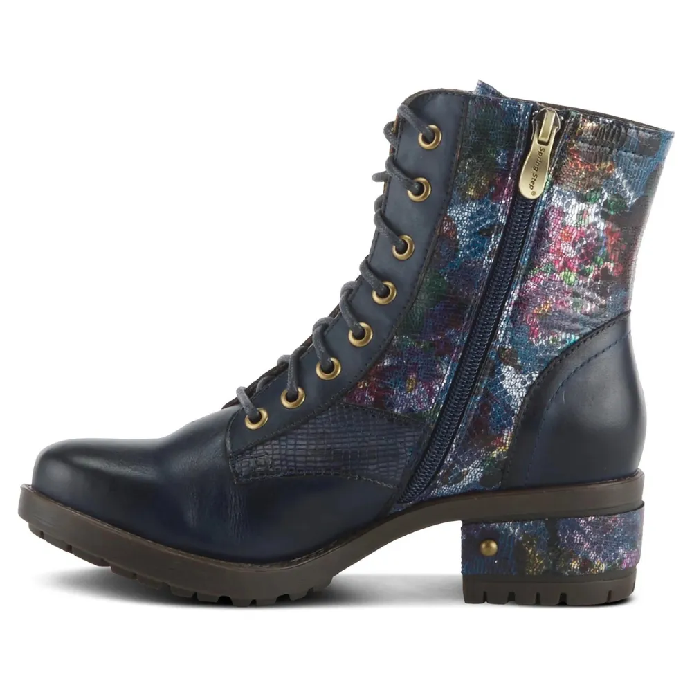 L'artiste By Spring Step Marty-Met Navy Multi Leather Boot (Women's)