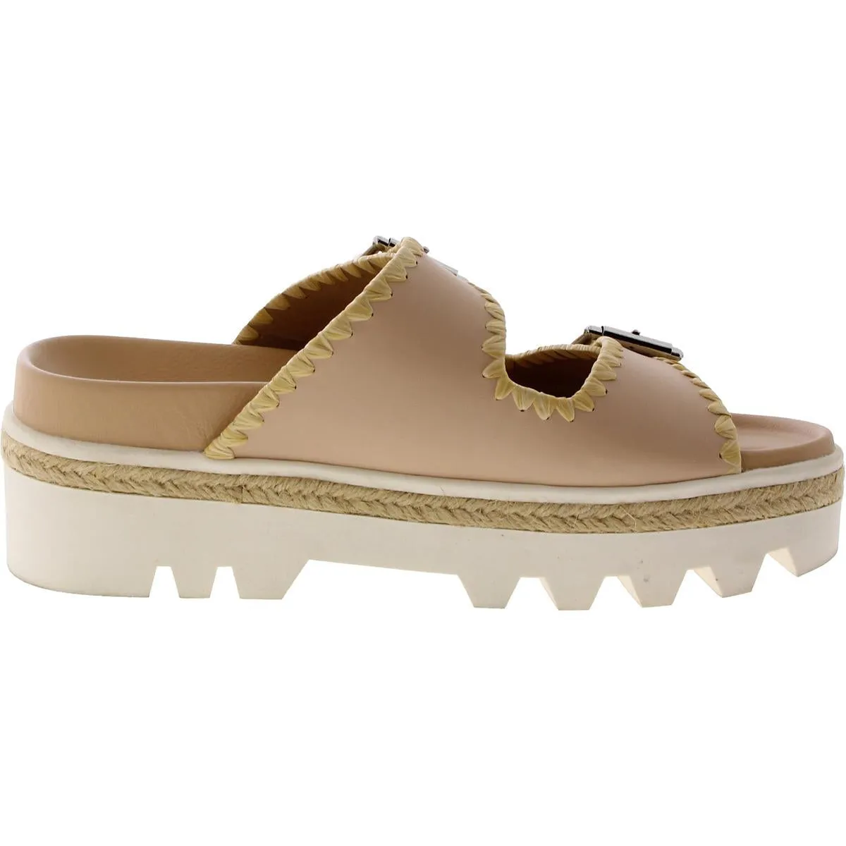 Laura Womens Faux Leather Platform Slide Sandals