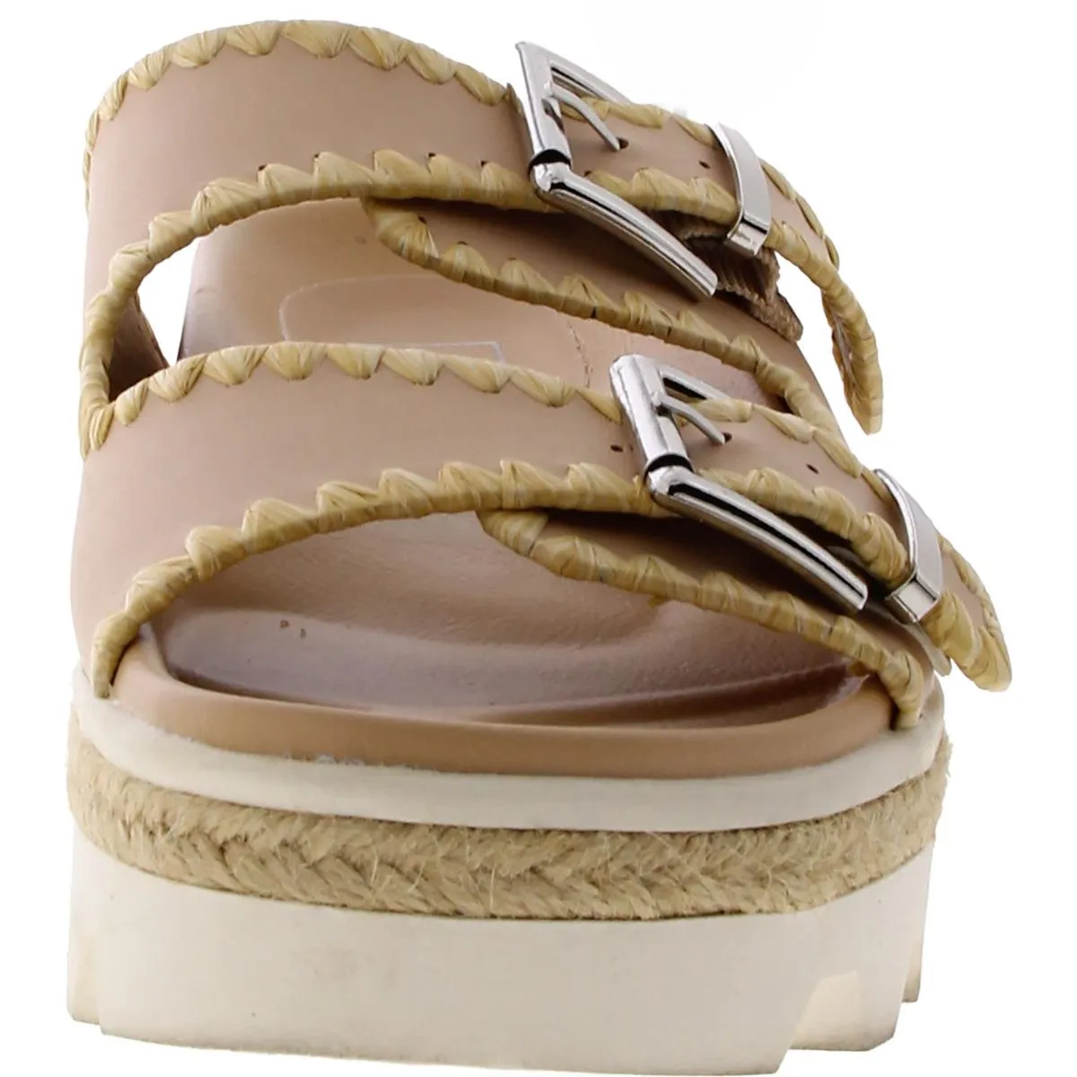 Laura Womens Faux Leather Platform Slide Sandals