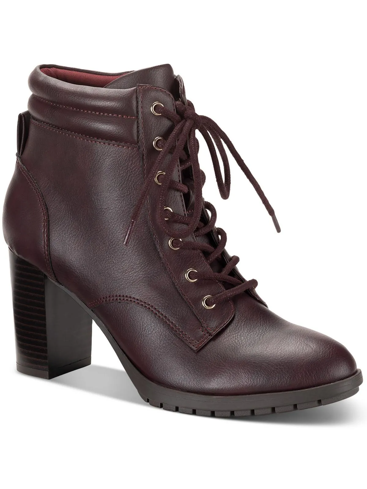 Laurellee Womens Faux Leather Zipper Combat & Lace-Up Boots