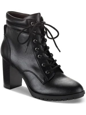 Laurellee Womens Faux Leather Zipper Combat & Lace-Up Boots