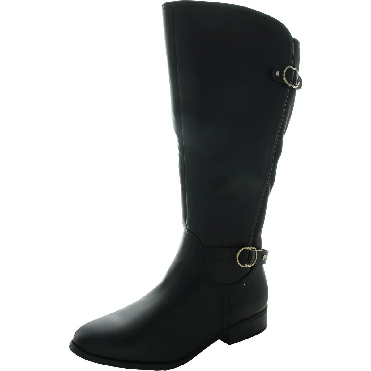 Leandraa Womens Padded Insole Faux Leather Knee-High Boots