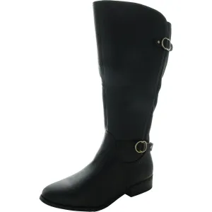 Leandraa Womens Padded Insole Faux Leather Knee-High Boots