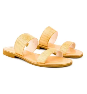Leather Slide Sandal In Natural
