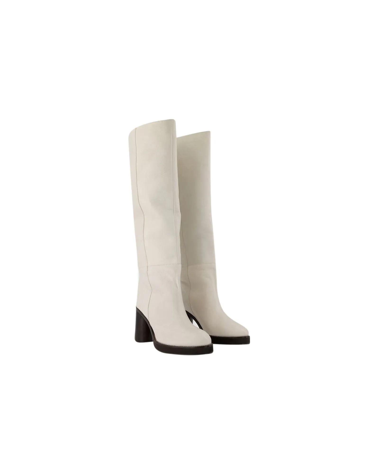 Leila Boots in White Leather