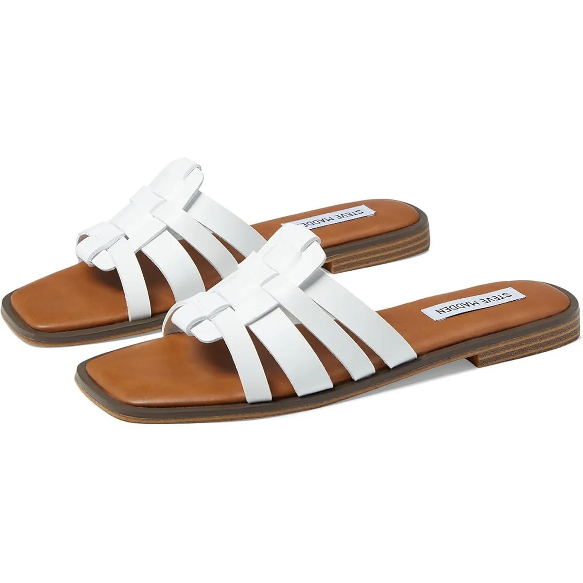 LENA Womens Woven Faux Leather Slide Sandals