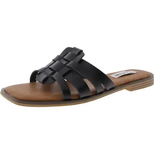 LENA Womens Woven Faux Leather Slide Sandals