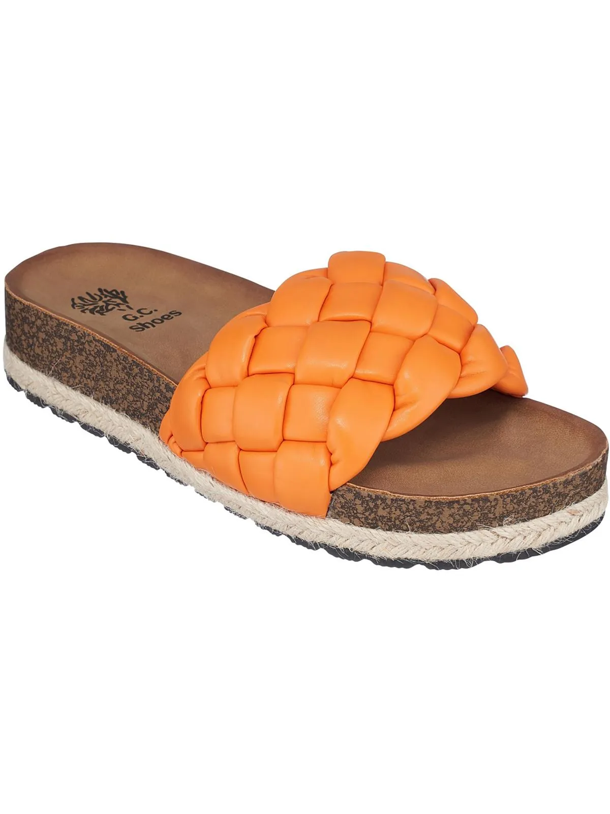 Lesley Womens Braided Slip-On Slide Sandals