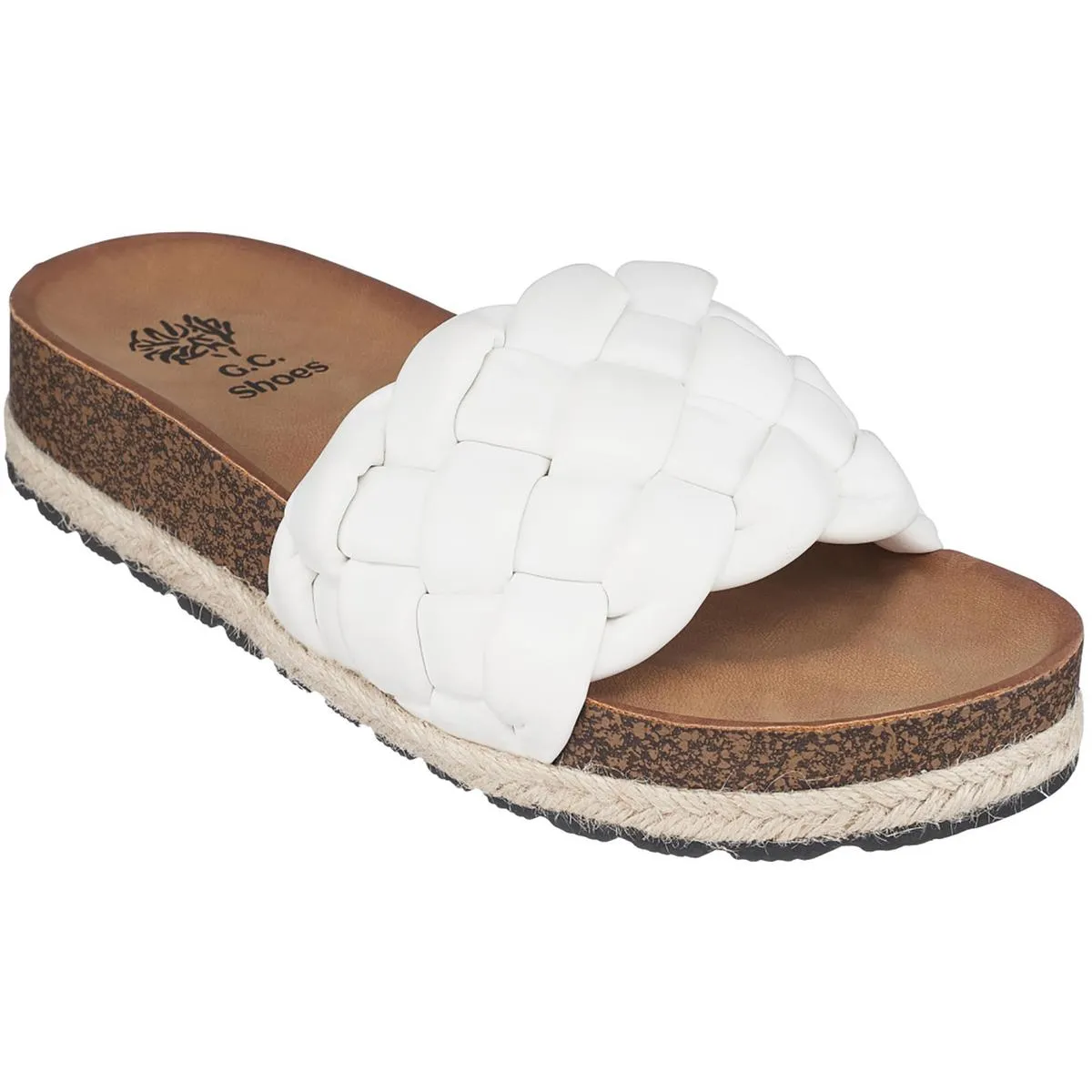 Lesley Womens Braided Slip-On Slide Sandals