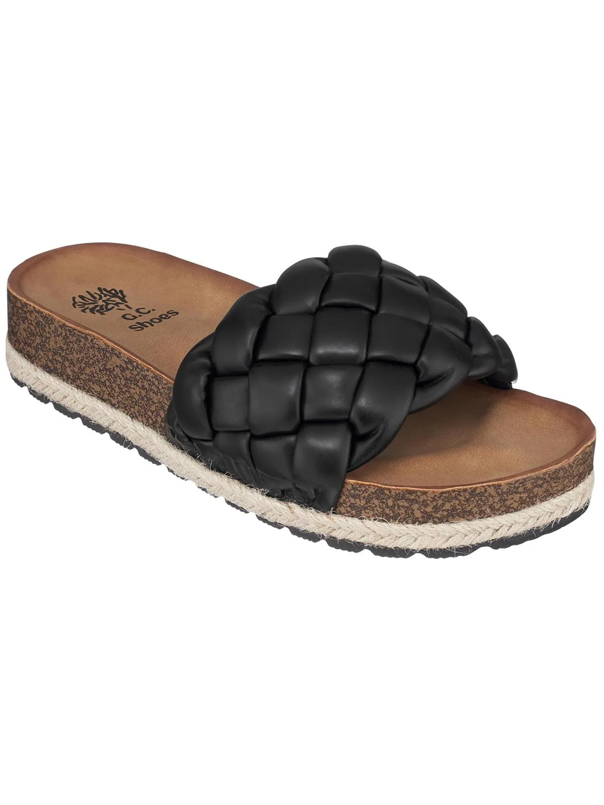 Lesley Womens Braided Slip-On Slide Sandals