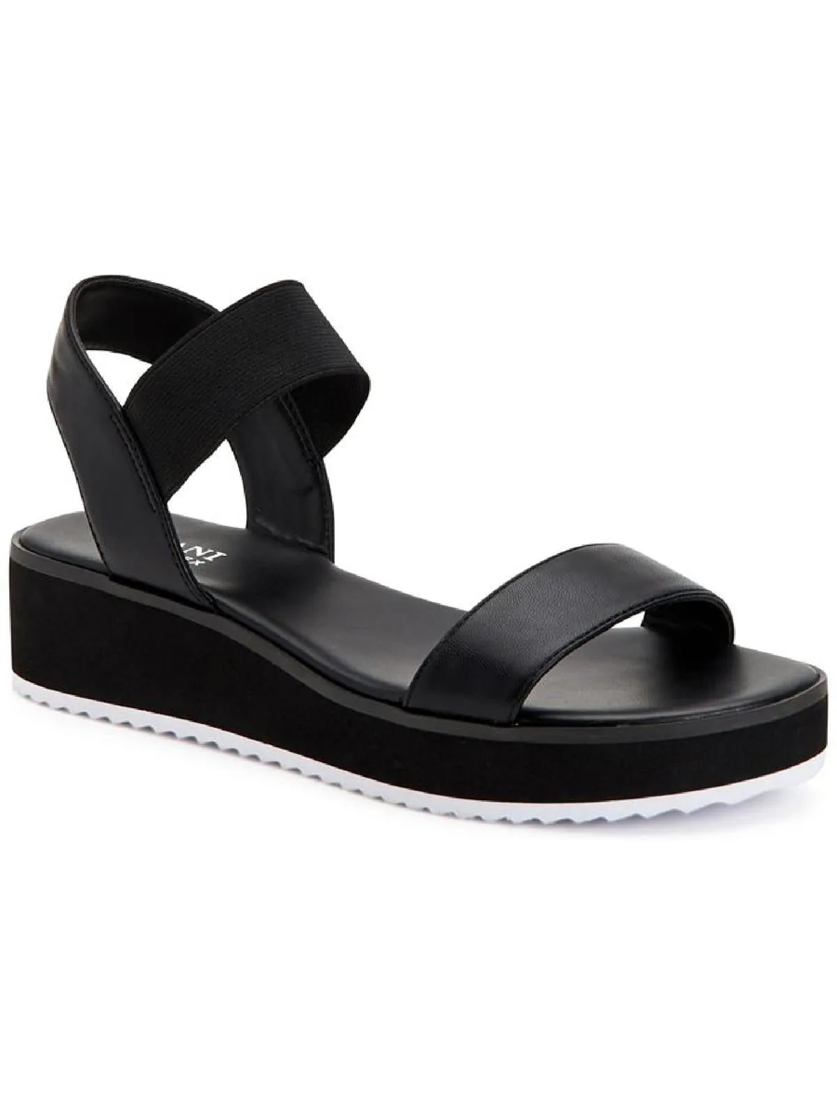 Lobbie Womens Faux Leather Ankle Strap Wedge Sandals