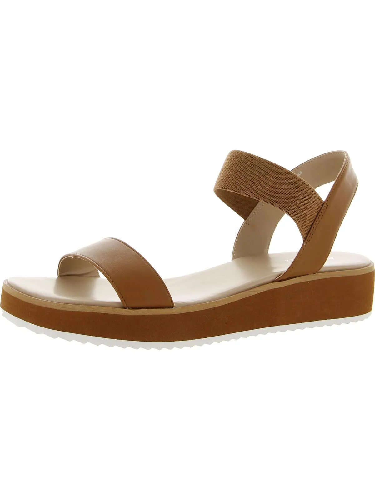 Lobbie Womens Faux Leather Ankle Strap Wedge Sandals