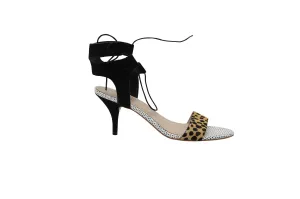 Loeffler Randal Ambrose Lace Up Sandals in Cheetah and Black Leather