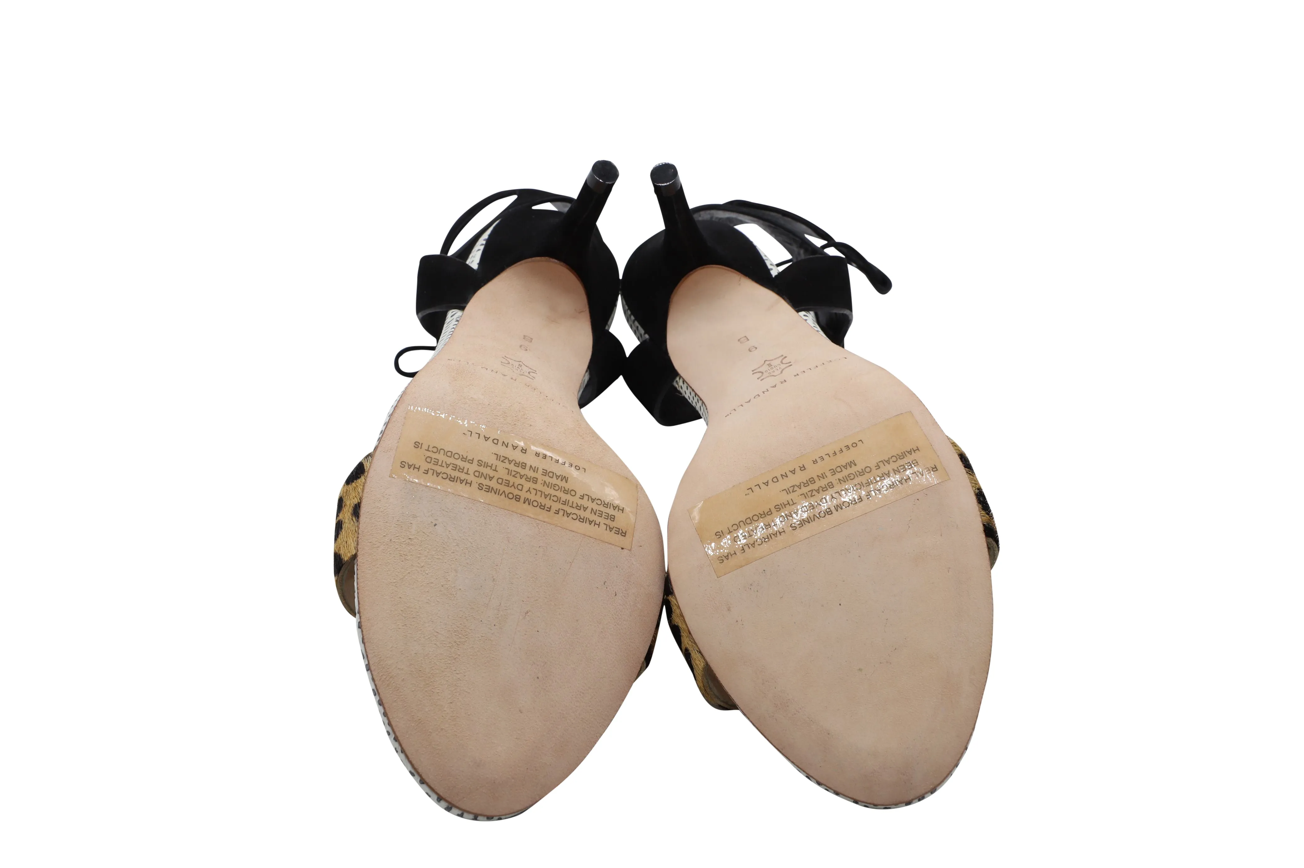 Loeffler Randal Ambrose Lace Up Sandals in Cheetah and Black Leather