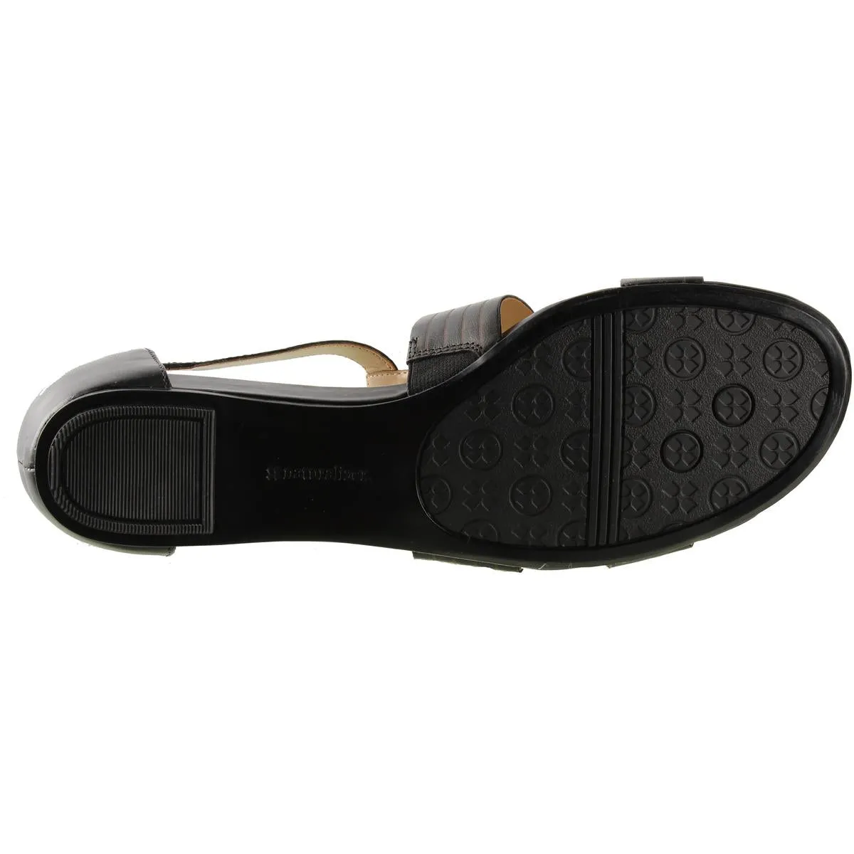 Longing Womens Leather Low Wedge T-Strap Sandals