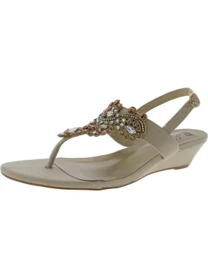 Loni Womens Canvas Thong T-Strap Sandals