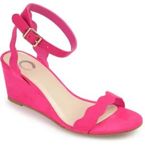 LOUCIA Womens Solid Scalloped Wedge Sandals