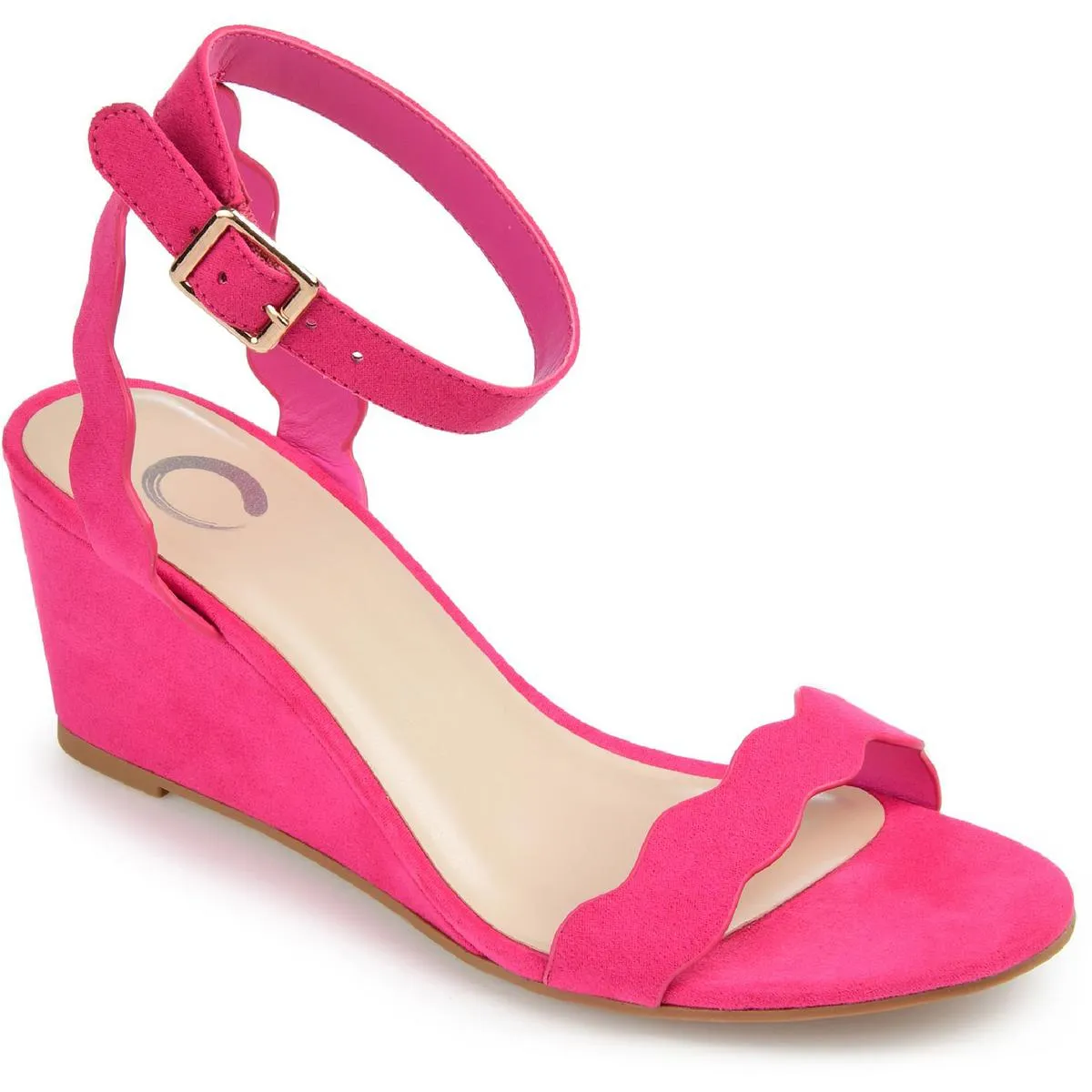 LOUCIA Womens Solid Scalloped Wedge Sandals