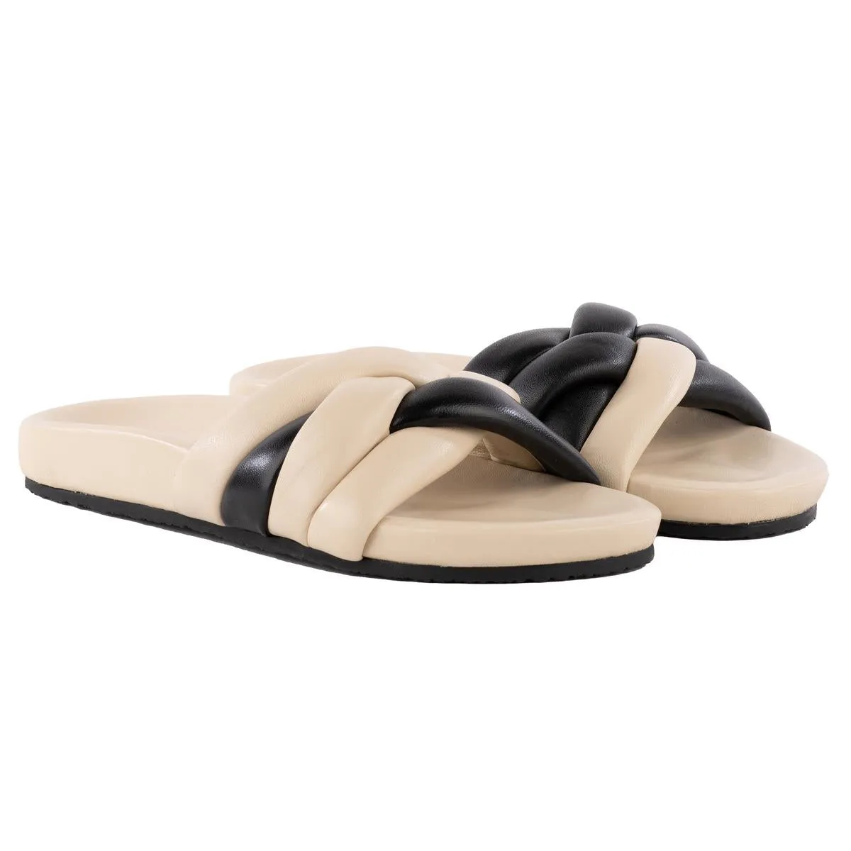 Low Key Glow Up Womens Criss-Cross Leather Slide Sandals