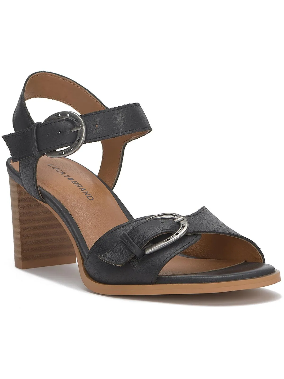 Luseal Womens Leather Ankle Strap Heels