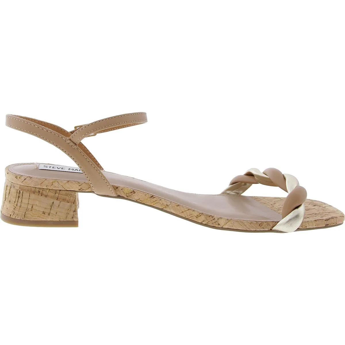 Magnetic Womens Cork Metallic Block Heel