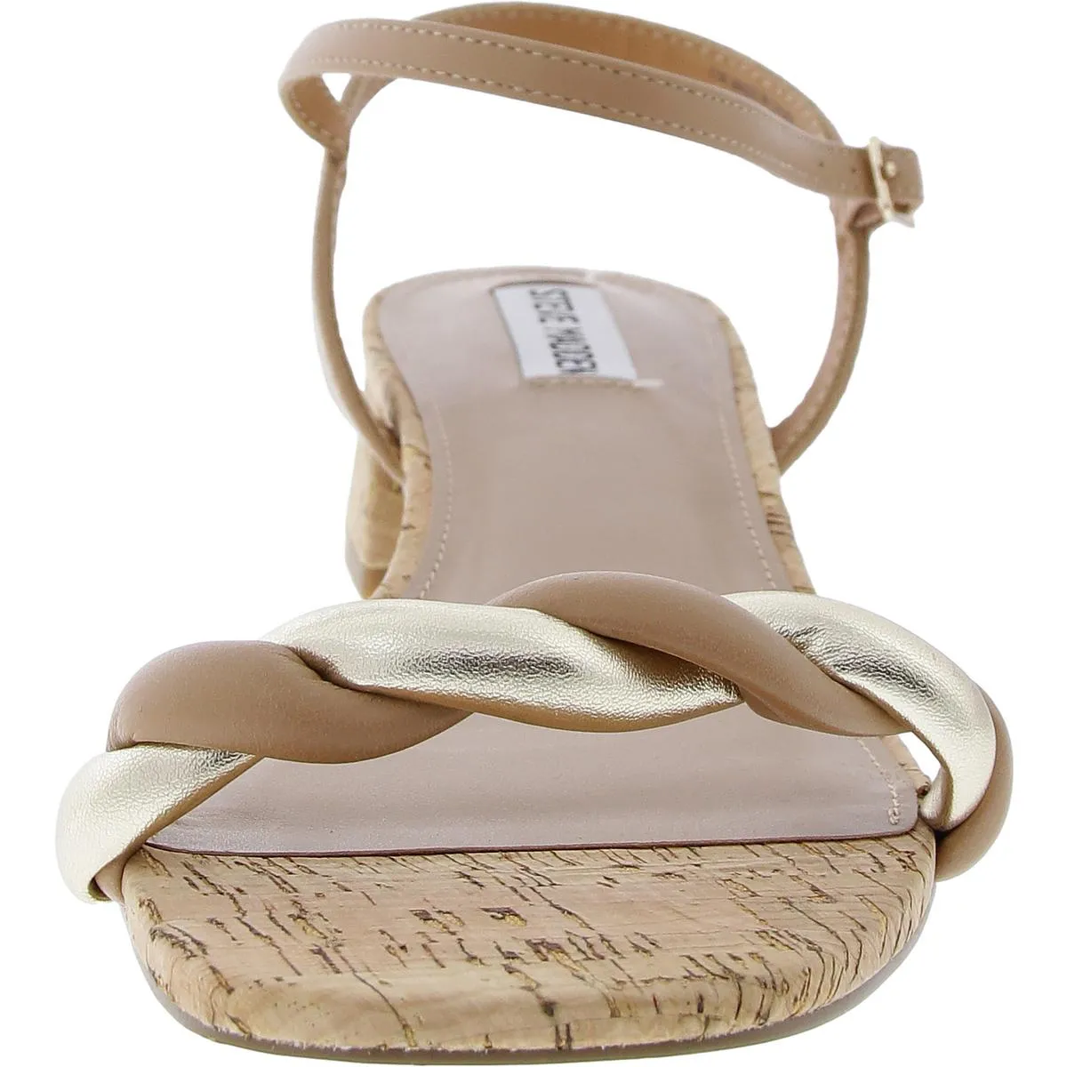 Magnetic Womens Cork Metallic Block Heel