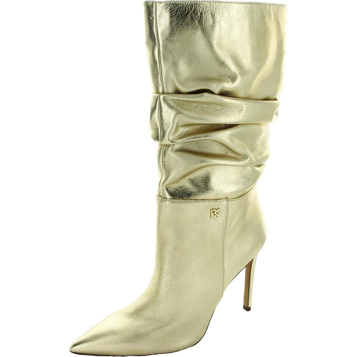 Maliza Womens Metallic Faux Leather Mid-Calf Boots