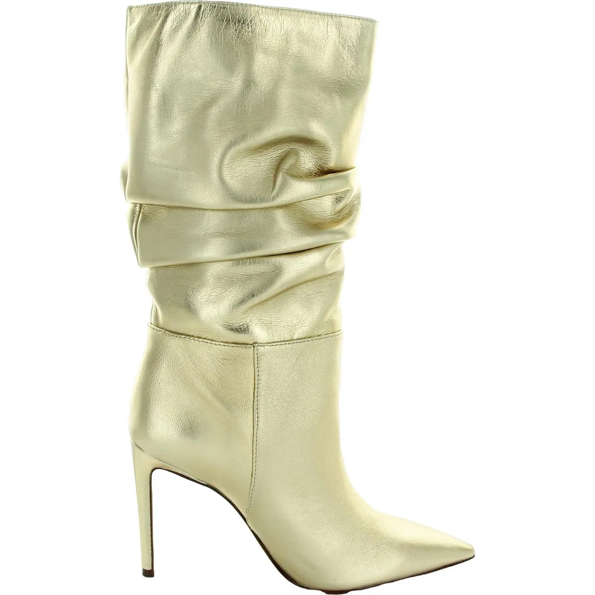 Maliza Womens Metallic Faux Leather Mid-Calf Boots