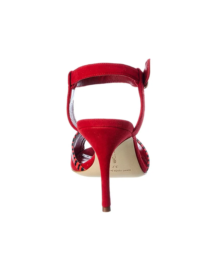 Manolo Blahnik IBN 90 Suede & Patent Sandal