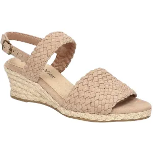 Mariella Womens Buckle Faux Suede Wedge Sandals