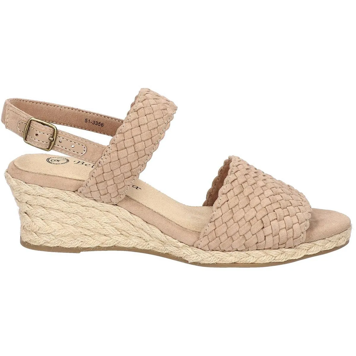Mariella Womens Buckle Faux Suede Wedge Sandals