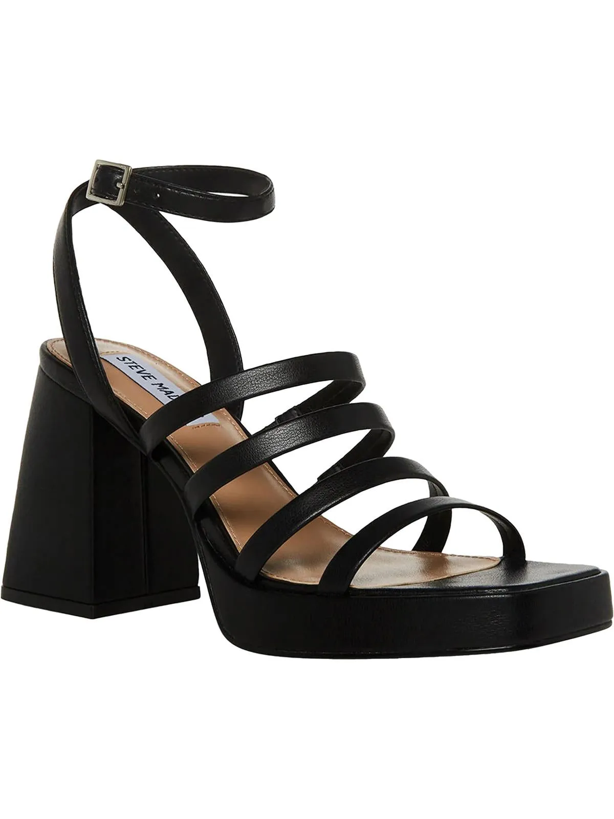 Marilyn Womens Embossed Faux Leather Block Heel