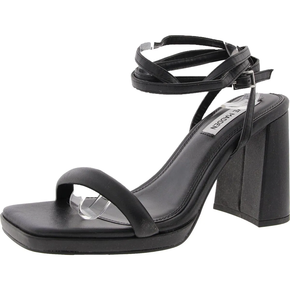 Marley Womens Lace-Up Faux Leather Block Heel