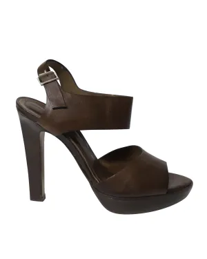 Marni High Heel Sandals in Brown Leather
