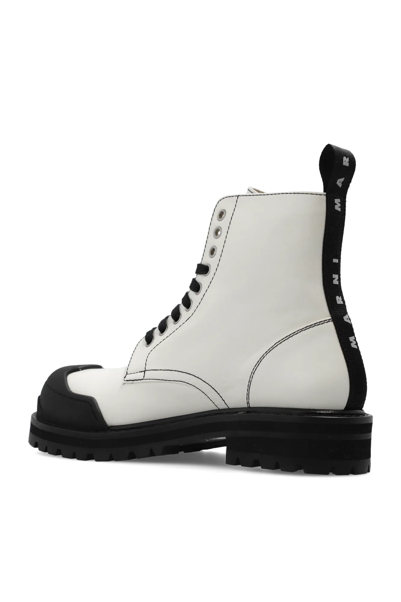 Marni Leather Combat Boots With Logo