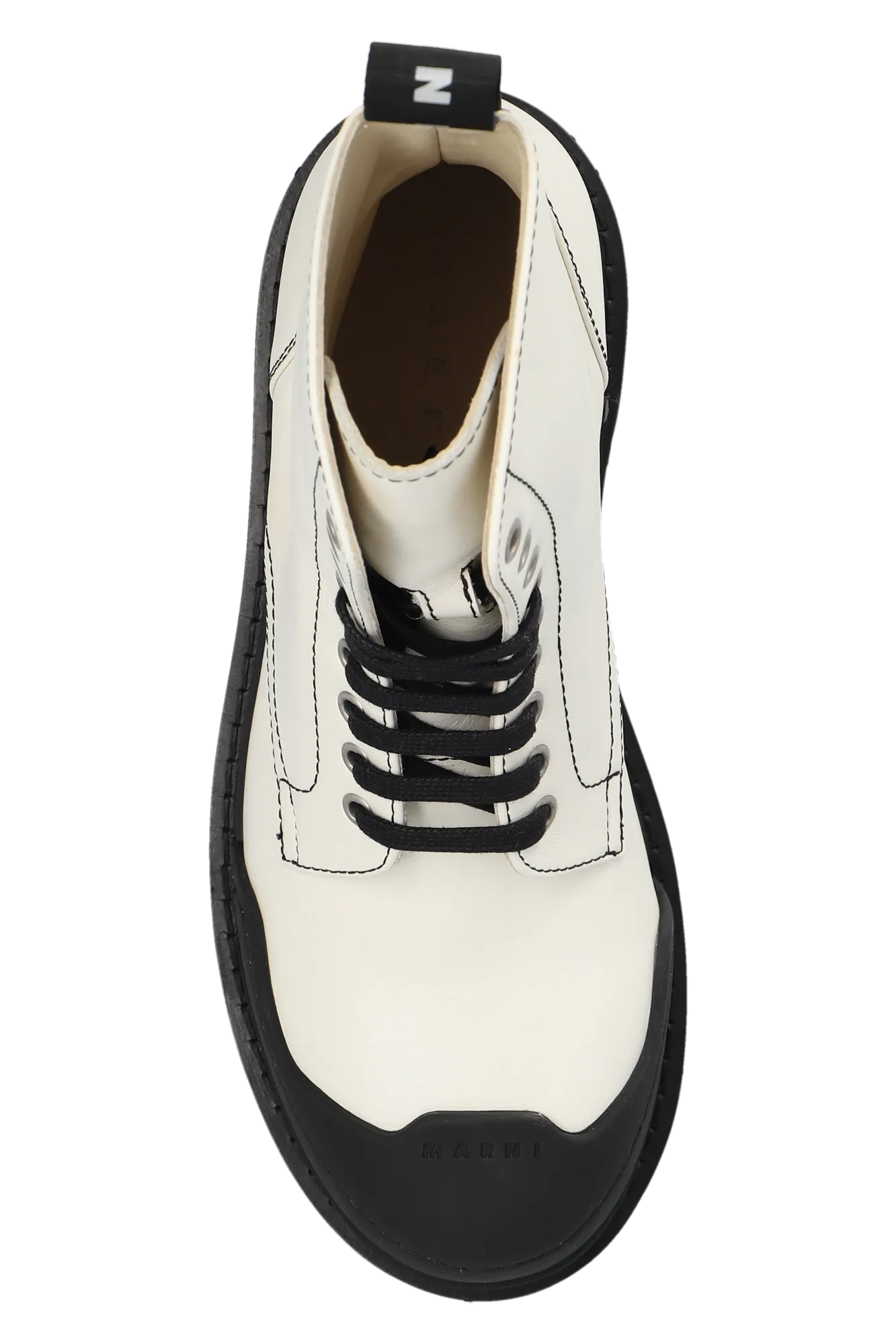 Marni Leather Combat Boots With Logo