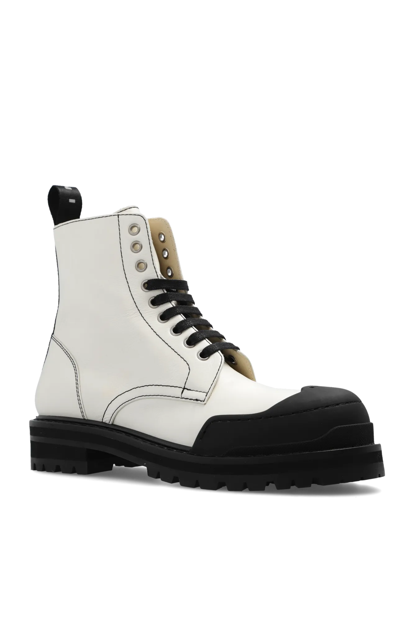 Marni Leather Combat Boots With Logo