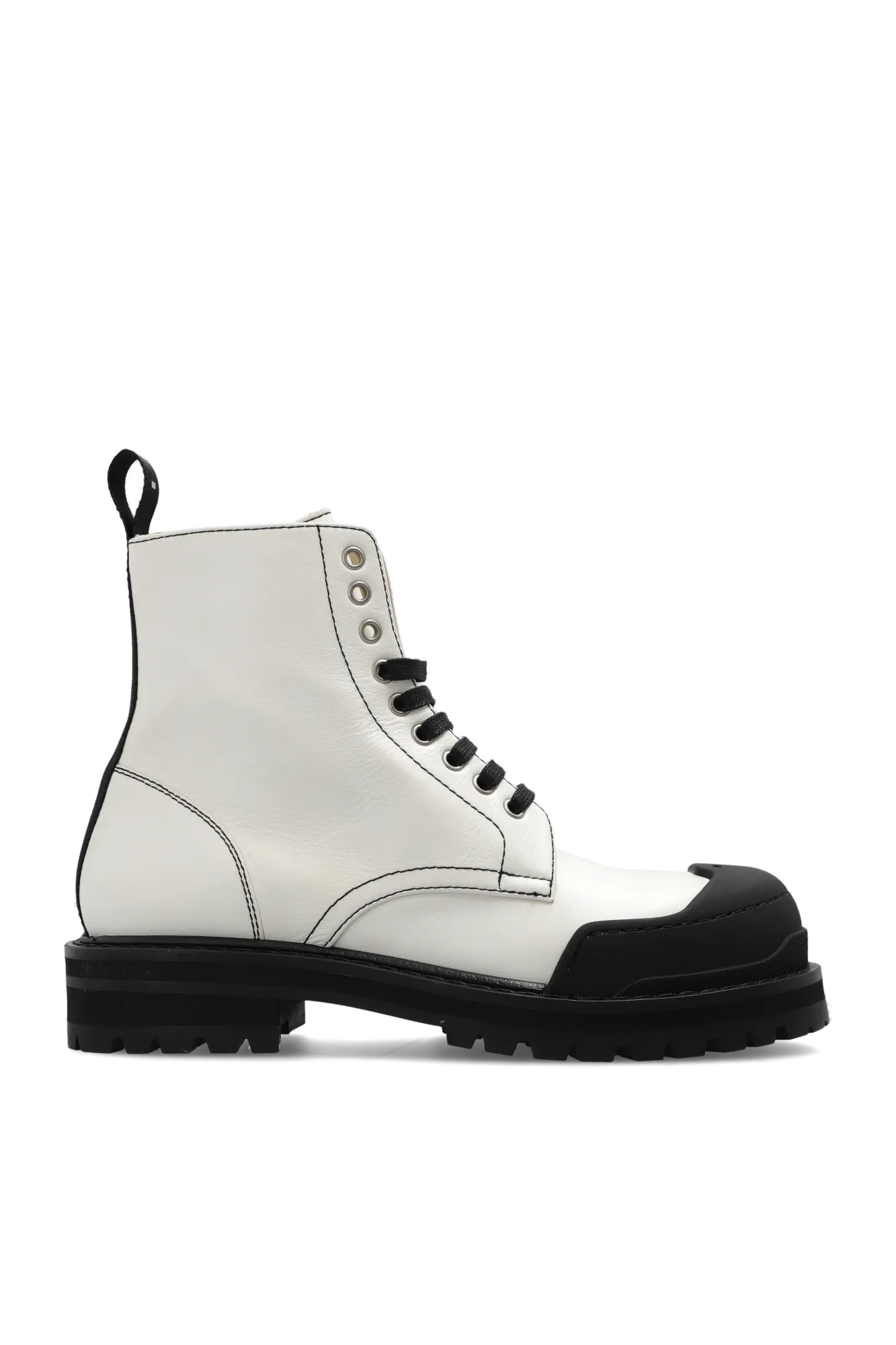 Marni Leather Combat Boots With Logo