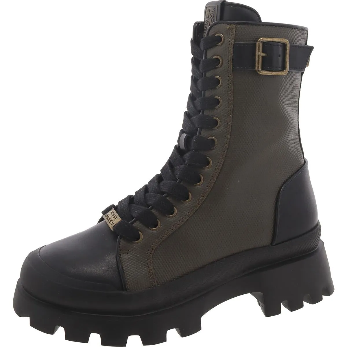 Matriarch Womens Leather Mixed Media Ankle Boots