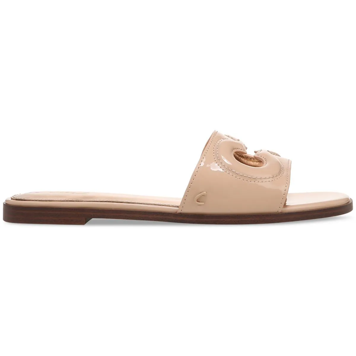Maura Womens Faux Leather Slip On Slide Sandals
