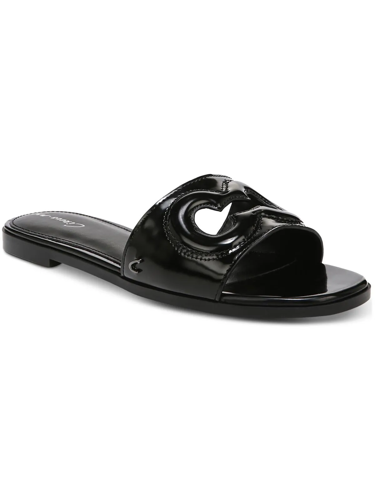 Maura Womens Faux Leather Slip On Slide Sandals