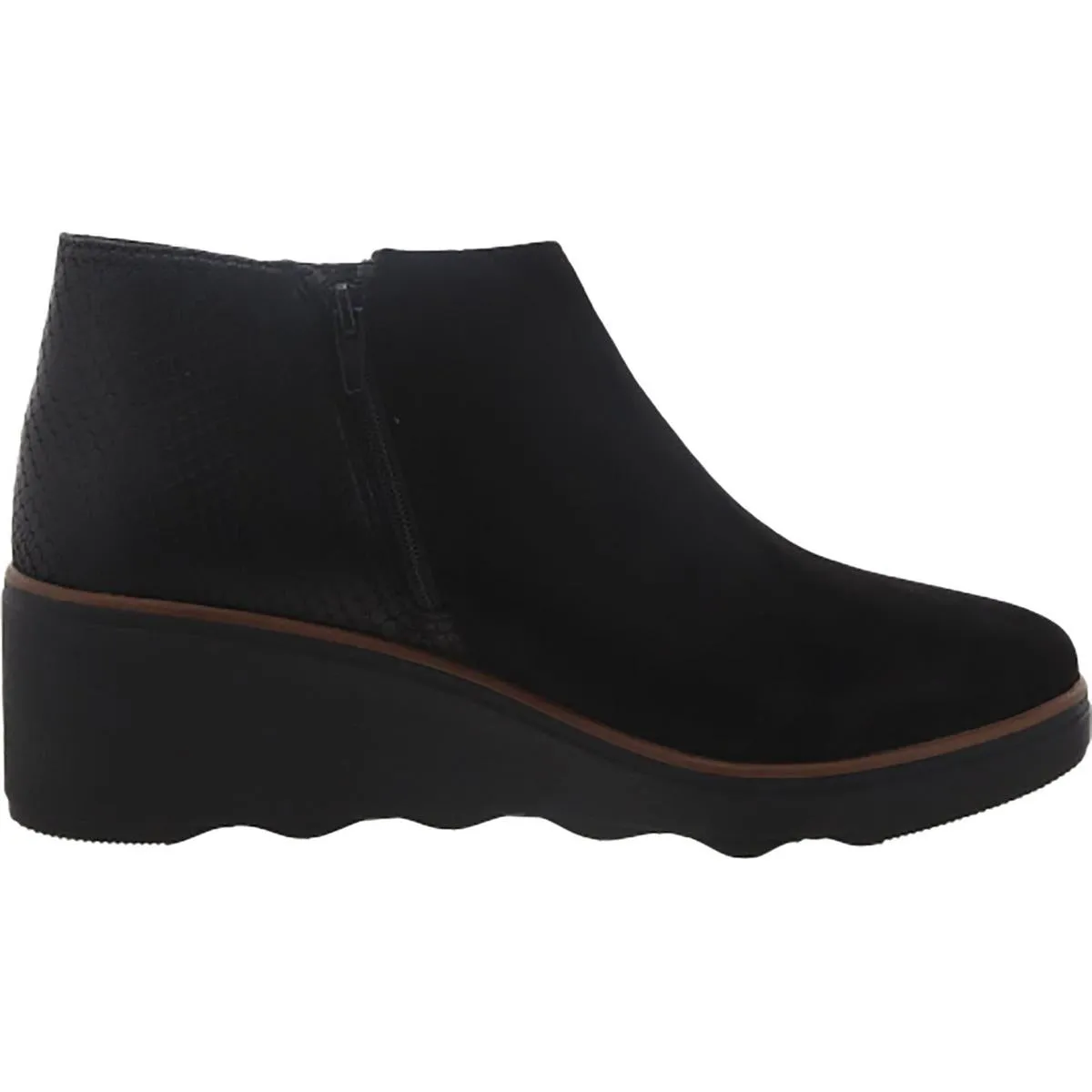Mazy Harwich Womens Suede Mixed Media Wedge Boots