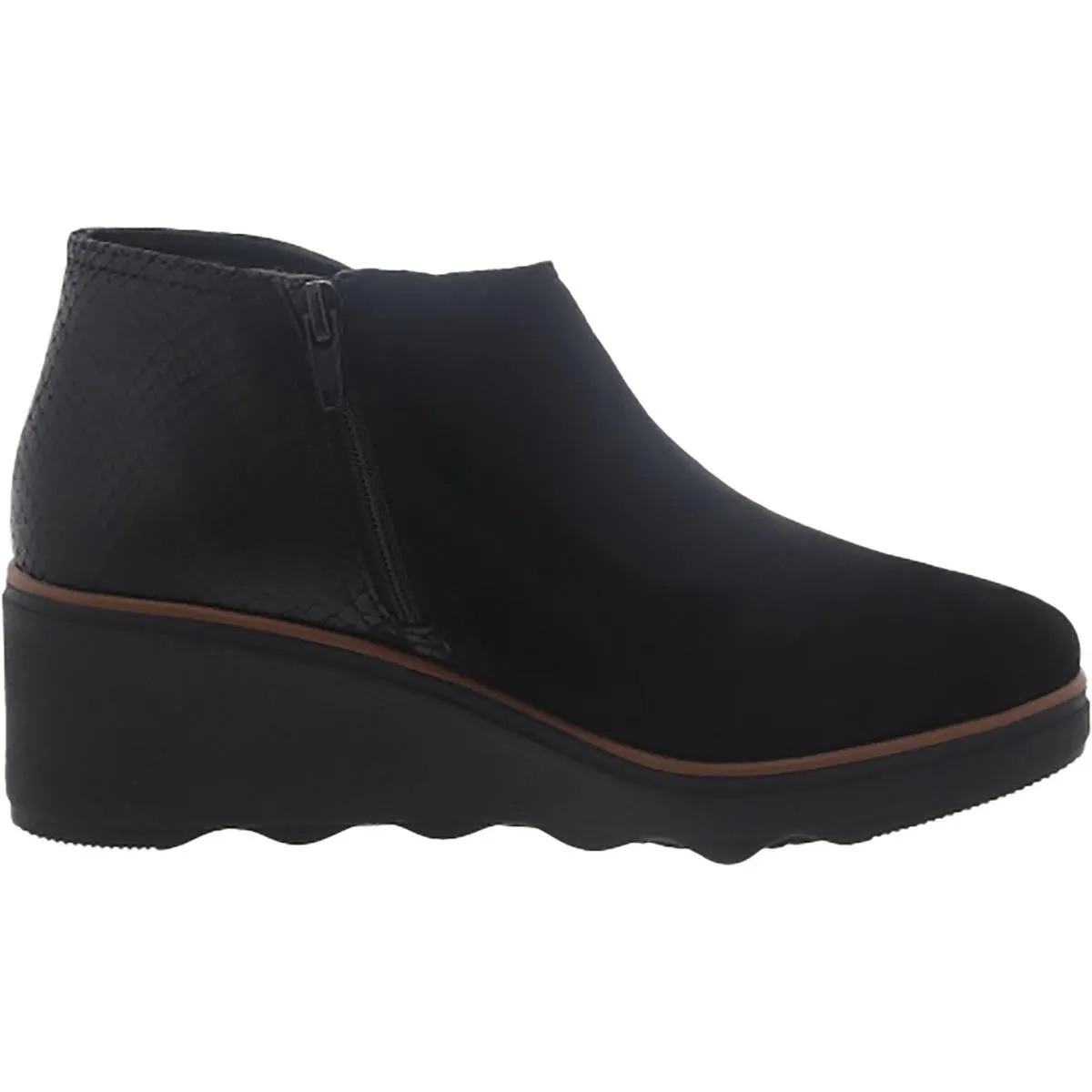 Mazy Harwich Womens Suede Mixed Media Wedge Boots