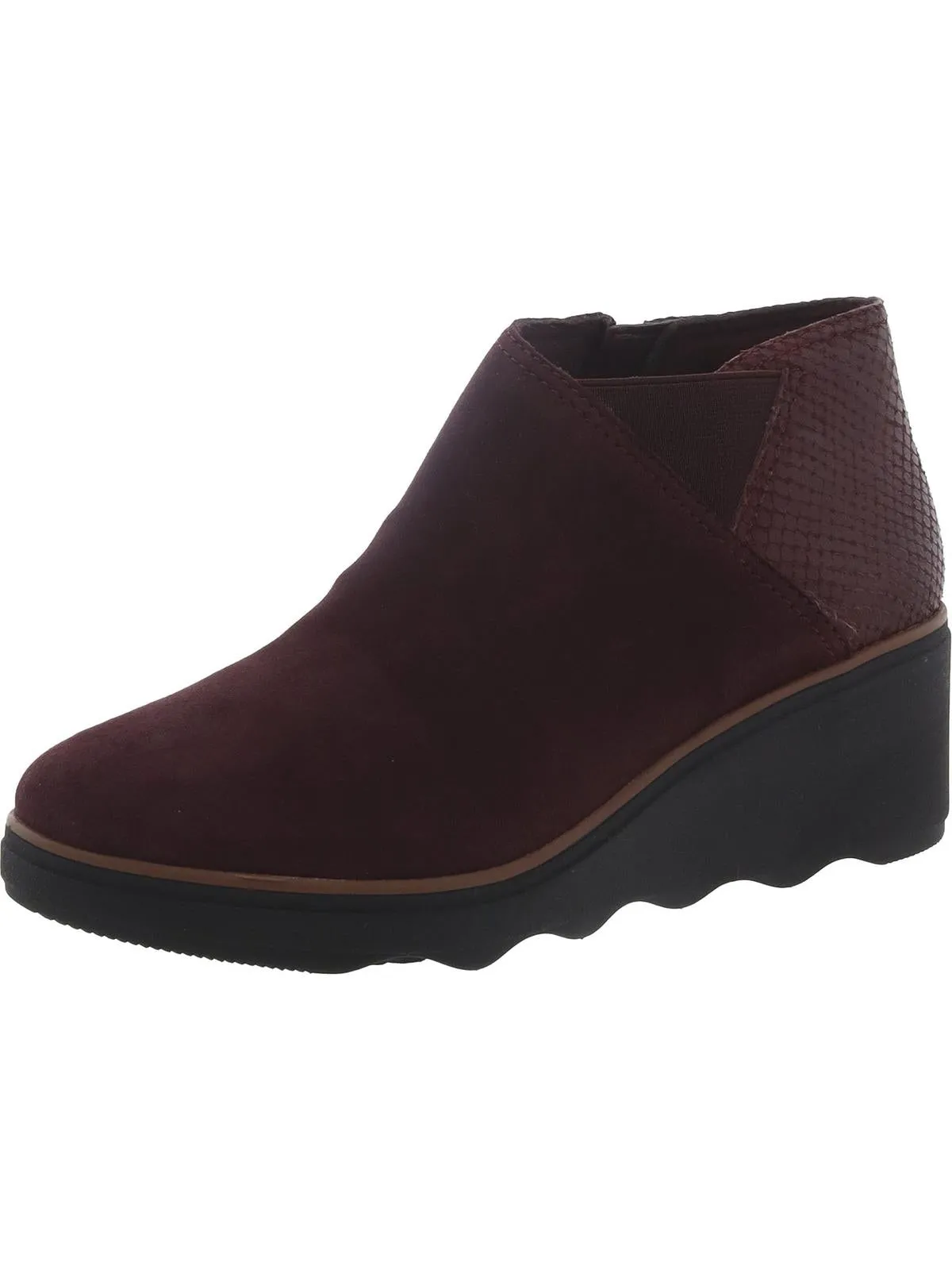 Mazy Harwich Womens Suede Mixed Media Wedge Boots
